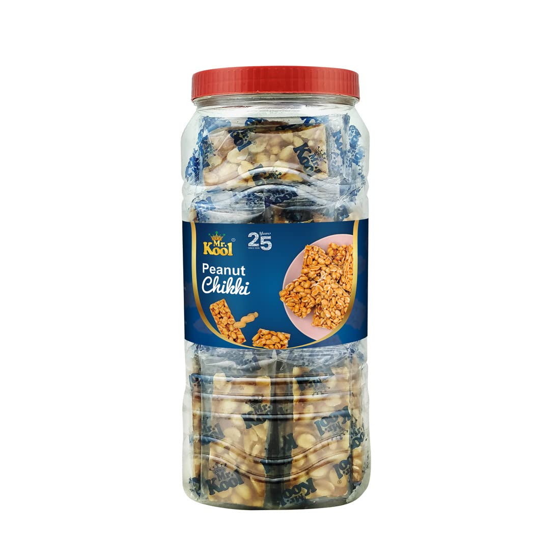 MR. KOOL Crunchy Jaggery Peanut Chikki Bar No Preservative Added 800gm Jar (16gm x 50Pcs)