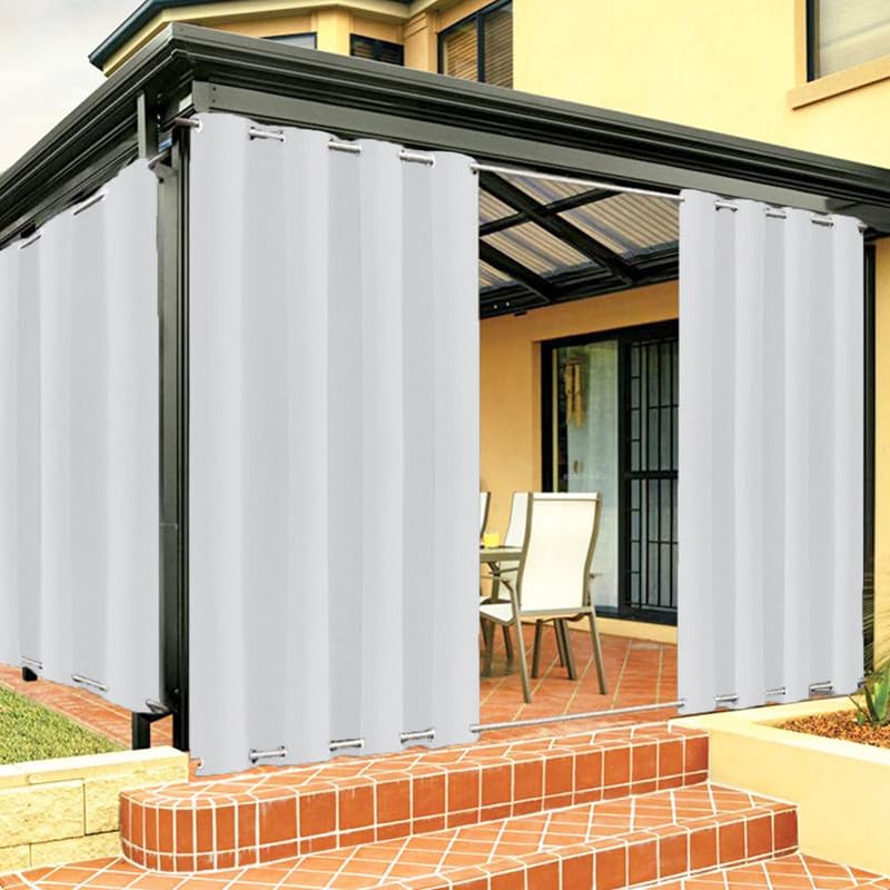 FicaRico Outdoor Waterproof Gazebo Curtains for Patio, Windproof With Grommets on Top and Bottom, Sun Blocking for Pergola, Backyard | 1 Panel, W72 xH120, White