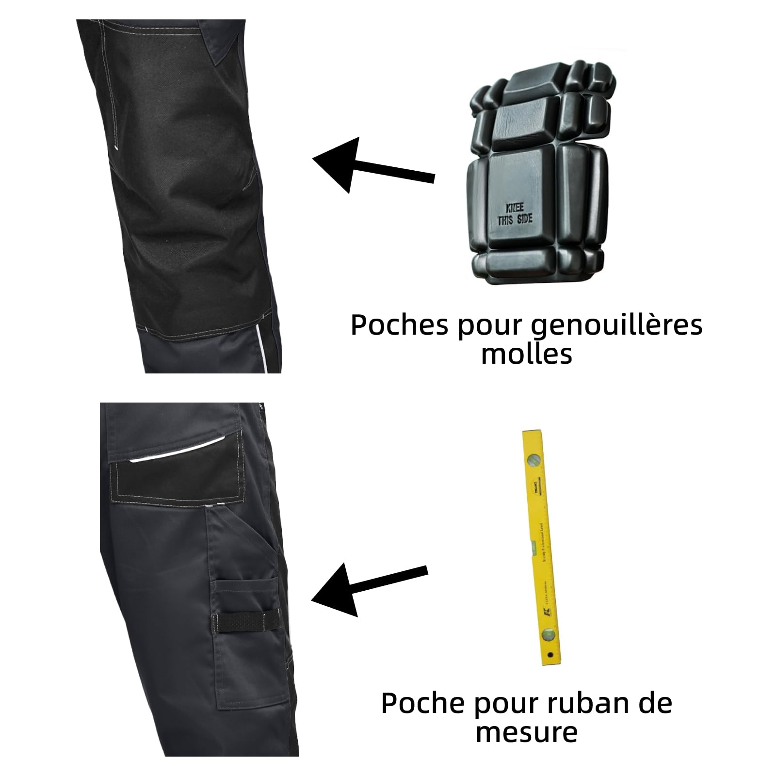 WORK IDEA Pantalon de Travail pour Homme avec Poches à Genoux Oxford en Toile résistante