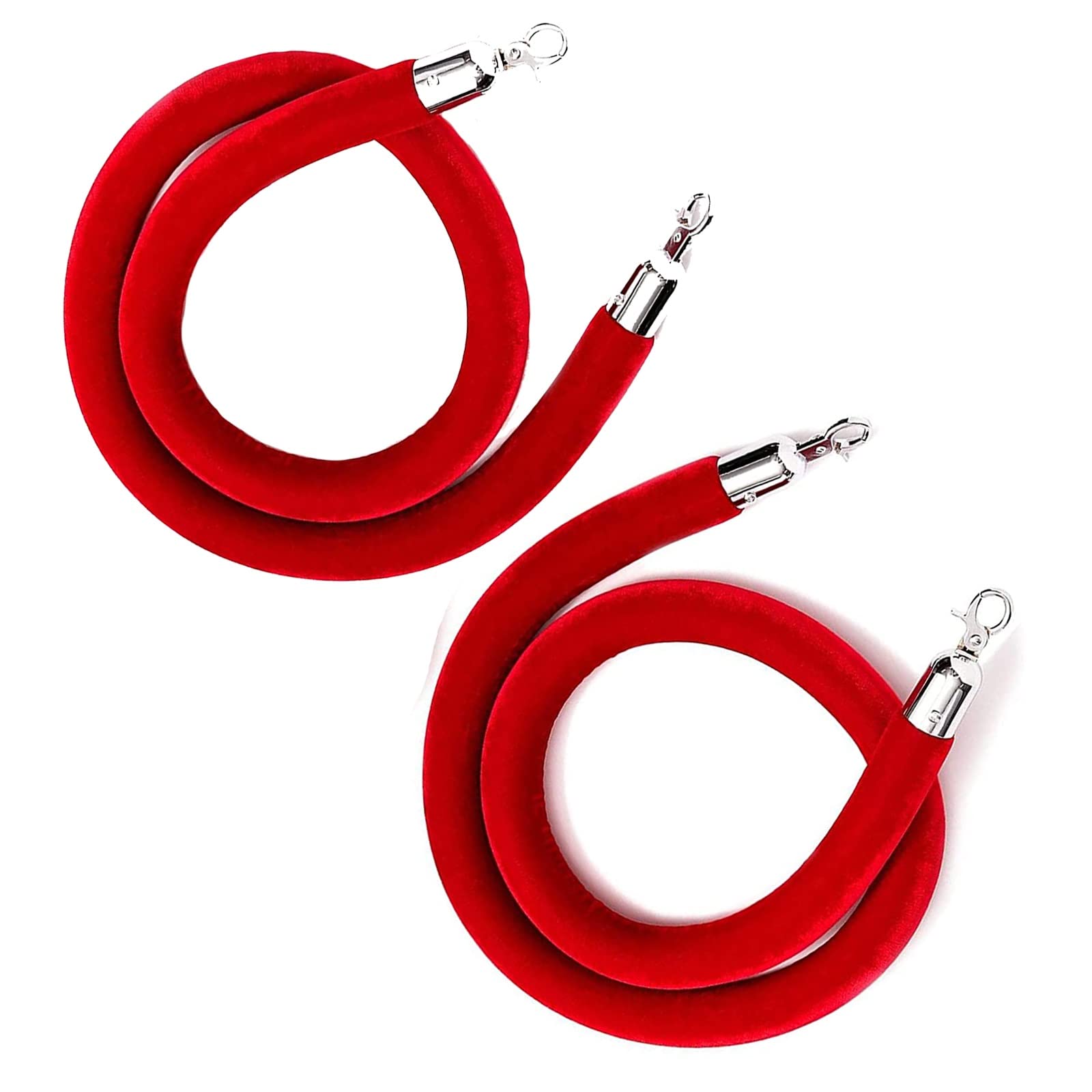 Stanchion Rope Crowd Control Queue Barrier 2 Pcs Red Safety Barrier Ropes 3-16.4ft Length for Exhibition