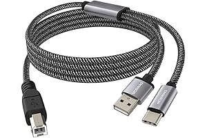 2-in-1 USB Printer and MIDI Cable: 3.28FT/1M USB C to MIDI Cable...