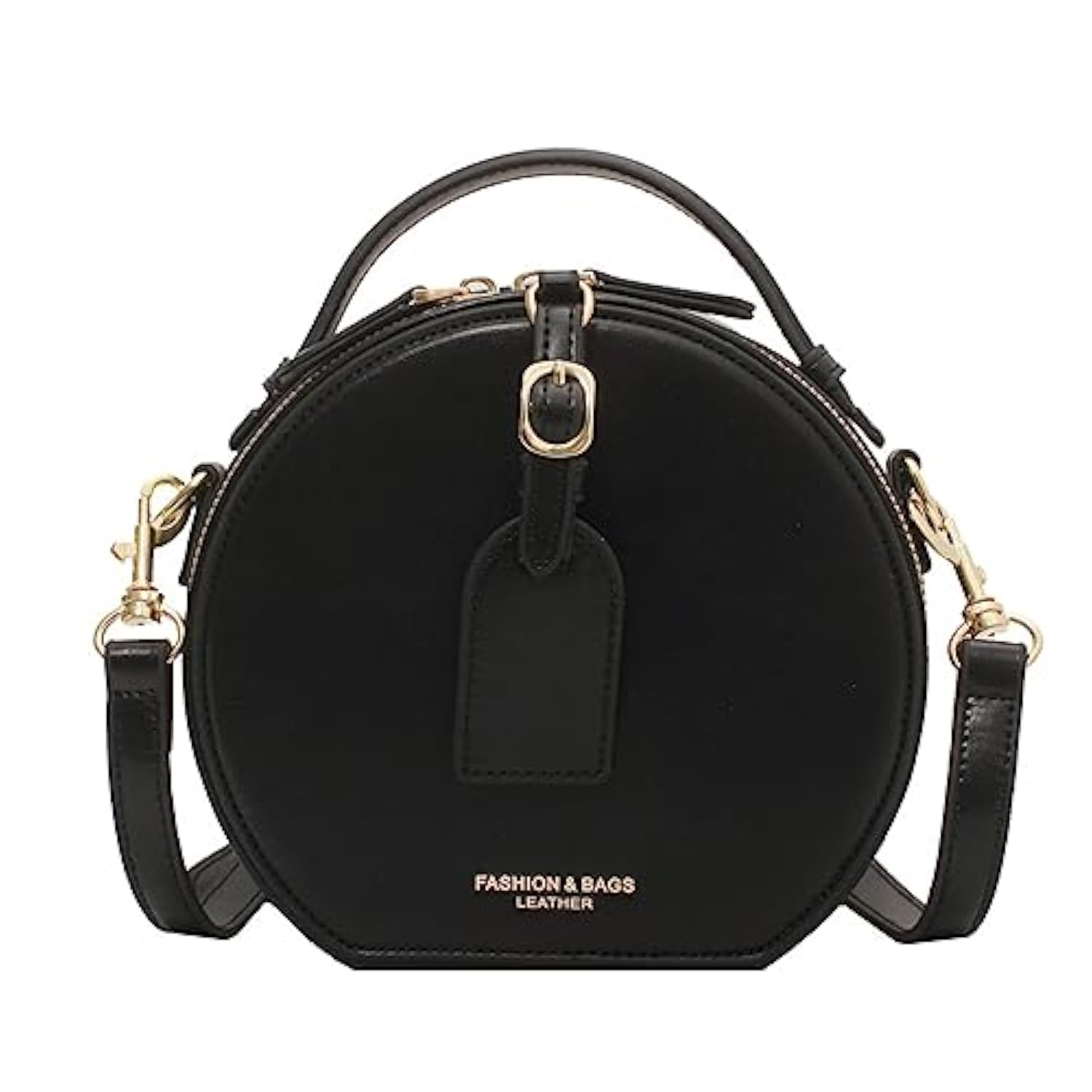 Western Leather Round Bag for Women,Retro Round Bag Top Handle with Strap