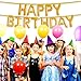 Happy Birthday Balloons Banner - Gold Mylar Foil Letter Balloons for Kids Girl Adult Baby 1st 2nd 3rd Birthday Party Decoration With 13 Balloons HAPPY BIRTHDAY,3 Free Straws,Reusable