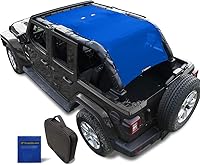 Vista 32 de Shadeidea - Parasol para Jeep Wrangler JL Unlimited (2018-2023) de 2 puertas y 4 puertas frontales, pantalla de malla negra para parasol JLU SAHARA