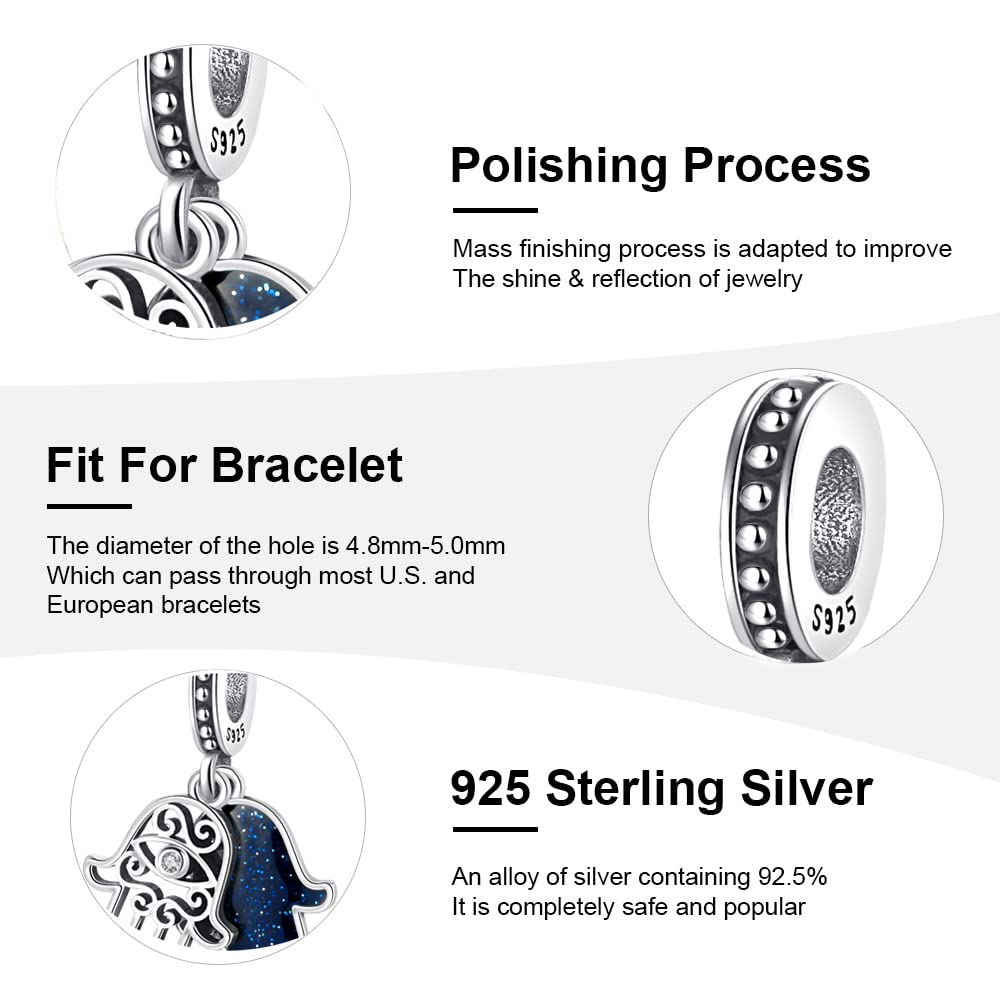 LNQOBU Charms Abalorios para Pulseras 925 Plata Esterlina Ojo del Diablo Pulseras plata Mujer