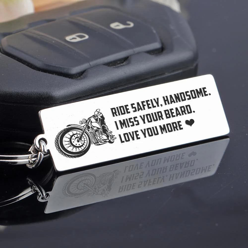 Sushirama Keys Ride Safely Handsome - I Miss Your Beard, Personalized Gift for Her Best Friend Gift Birthday Gift Boyfriend Christmas Gift Valentine's day Gift, Fathers Day Gift For Dad 1