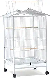 Gaiola de Ferro Portátil com Rodas 360º | Estrutura Leve, Dobrável, Anticorrosiva e com Bandeja Deslizante para Calopsitas | Periquitos e Aves Pequenas (Branco)