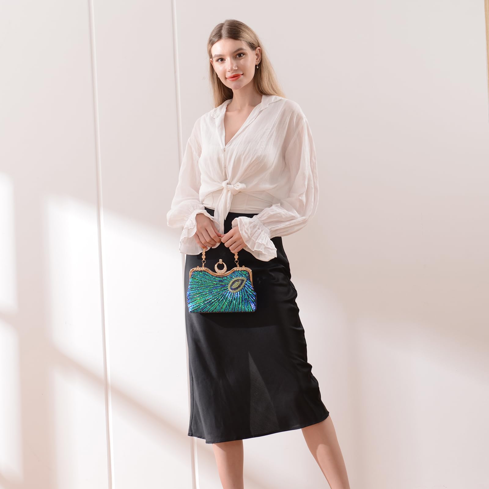 BAIGIO Borsa da sera con paillettes da donna