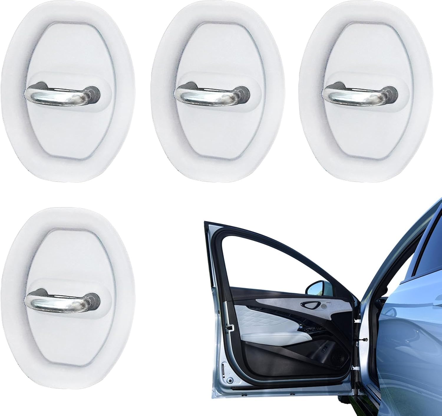 VAPORVERSE 8 Pcs Car Door Latch Cover and Shock Absorber Pad for Chevrolet Orlando I 2010-2018, Protective Cover Motoring Accessories, Anti Rust Protection & Noise Reduction, white