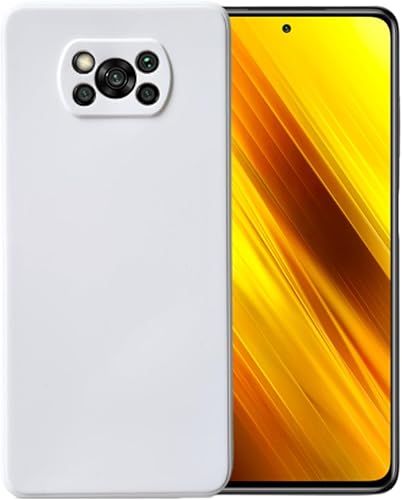 Casecious Compatible con Xiaomi Poco X3 o X3 Pro o X3 NFC Soft Liquid Silicone Gel Rubber Cell Phone Mobile Basic Back Case Cover (blanco)