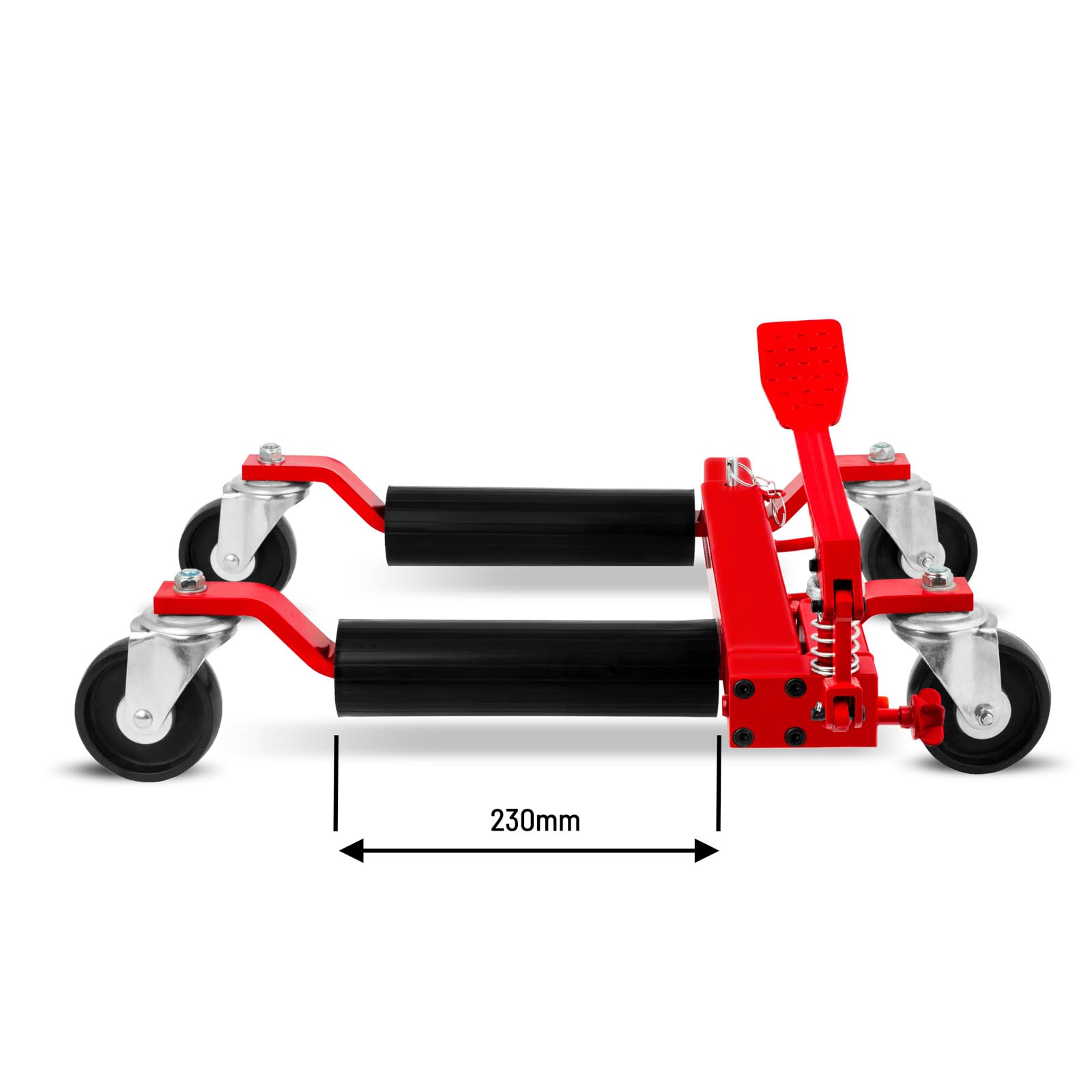 EBERTH Cric Idraulico per Auto, Portata 680 kg, Larghezza Max Pneumatico 230 mm, Larghezza Minima 345 mm, Massima 630 mm, Carrello Sposta Auto, Crick con 4 ruote piroettanti, Sollevatore Pneumatico