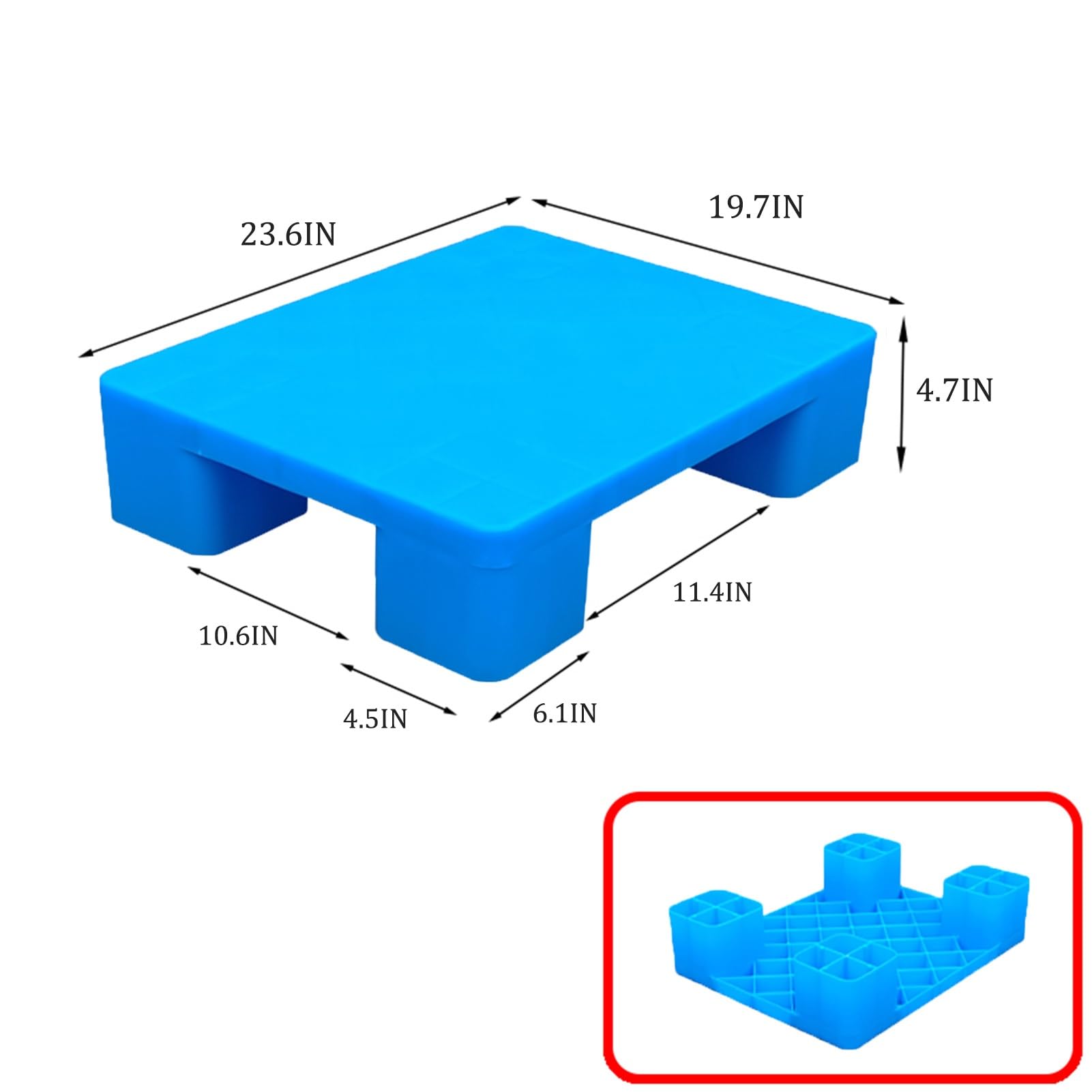 Pallet in plastica resistente, scaffale impermeabile per deposito per magazzini, piattaforma per spedizioni industriali (grigio, 1 pezzo, 59,9 x 50 x 11,9 cm), resistente all'usura, ideale per garage