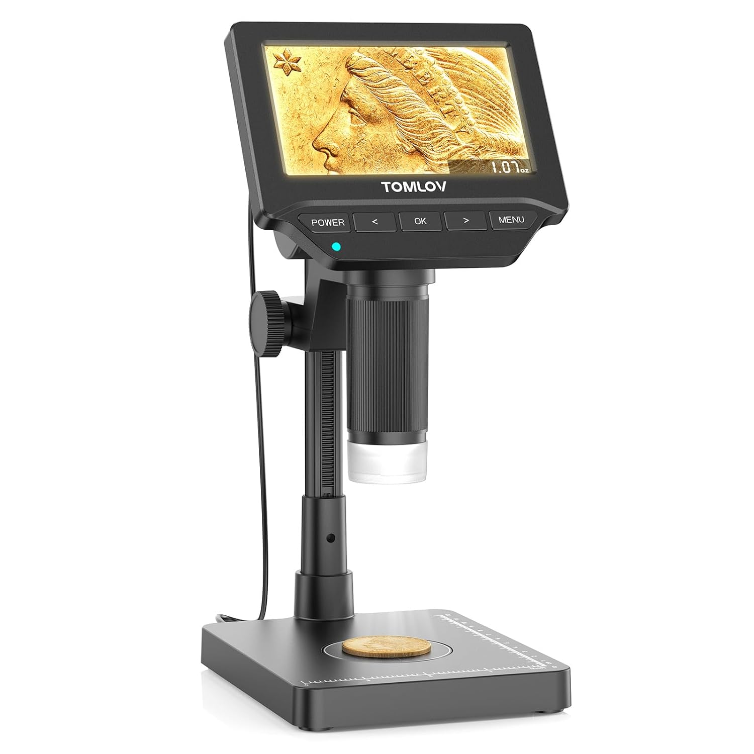 TOMLOV DM4W Microscope with Weighing Scale 4 3 Digital Coin Microscope with Screen Error Coin Magnifier with Lights