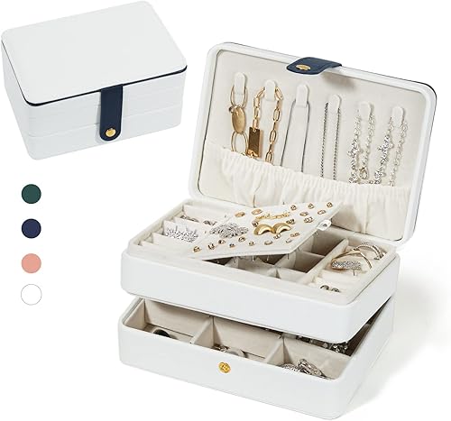 BUTI4WLD Travel Jewelry Case, Portable Jewelry Organizer Box with 3 Layers PU Le