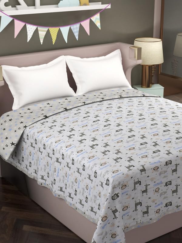 Florida Bestie Cambric Reversible Dohar Topsheet for Double Bed Made for All Season Blanket Throws with Animal Print-image-12