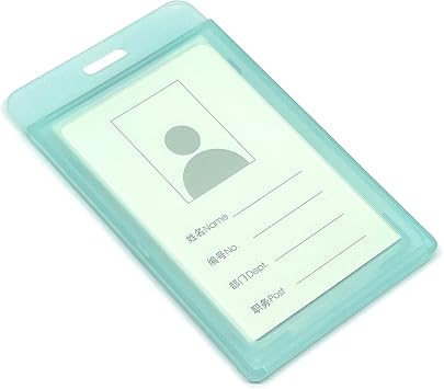 5 Pcs - Hard Plastic ID Name Card Holder Badge Vertical Clear Transparent Business Working Staff Cards Blue
