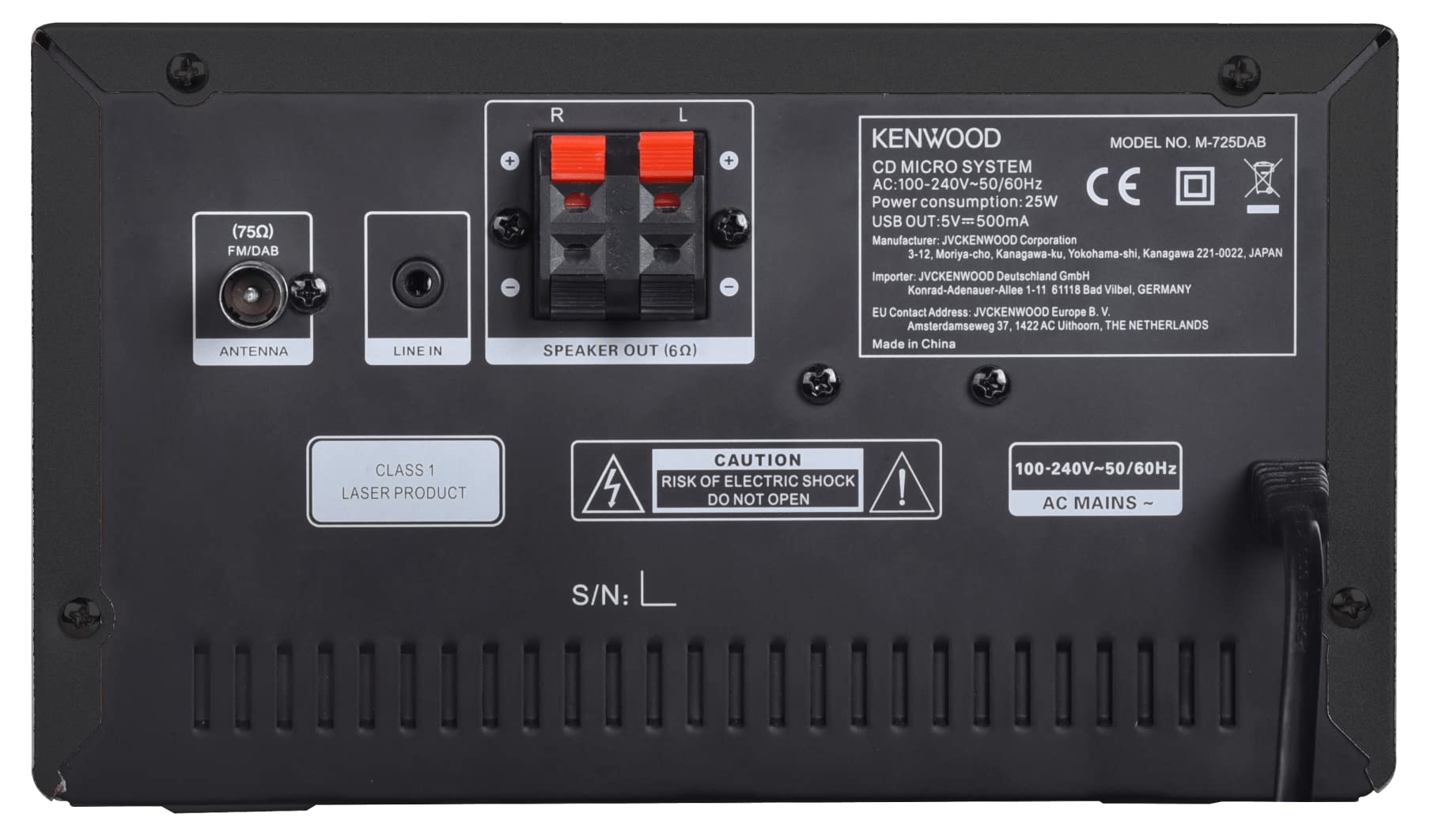 KENWOOD, Sistema Micro HiFi Stereo M-725DAB-S, con Ricevitore Radio DAB+, Lettore CD e Presa USB, Bluetooth per Audio-Streaming V5.0 (A2DP), Display a Colori 2,4", Black