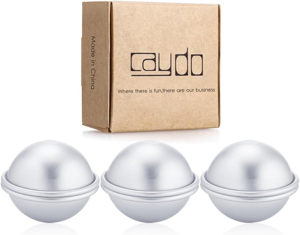 Caydo 3 Sets of Metal DIY Bath Bomb Mold 2.37 Inch for Crafting Your Own Fizzles
