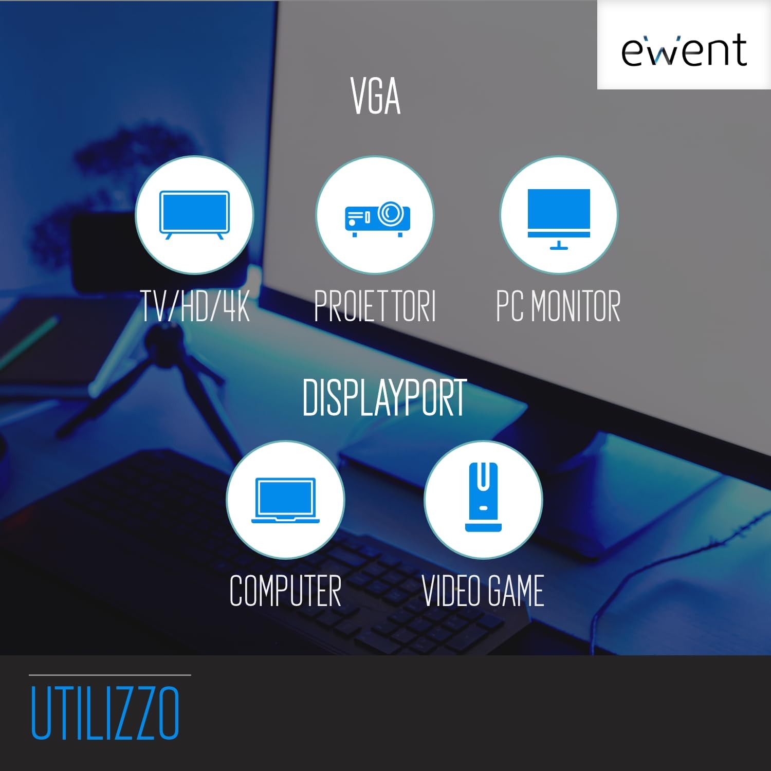 Cavo Adattatore DisplayPort a VGA - Ideale per Double Screen o Mirroring - Mantiene Massima Qualità Video - Ampia Compatibilità