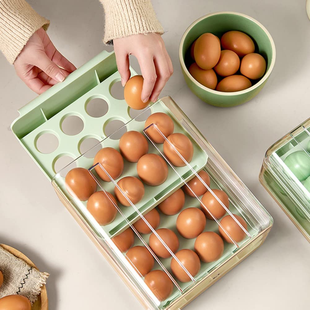 Eier-Aufbewahrungsboxen für Kühlschrank, 32 Fächer, Organizer, Frischebox, Schublade, Eierkartonhalter, stapelbar, Küchenzubehör