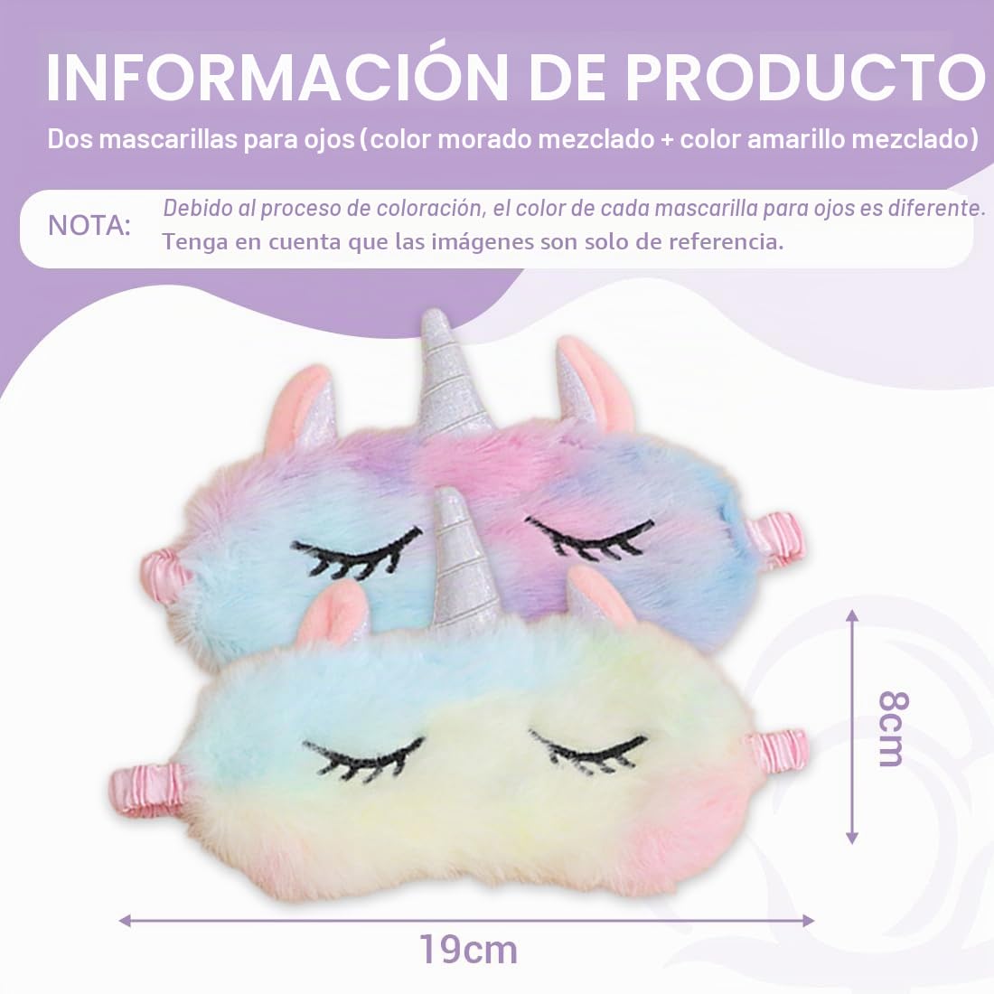 2 Piezas Antifaz para Dormir, Unicornio Máscara De Ojos De Felpa para Dormir Suave Con Los Ojos Vendados Cómoda Máscara De Piel Sintética Peluda Dormir Cubierta De Satén para Siesta Nocturna