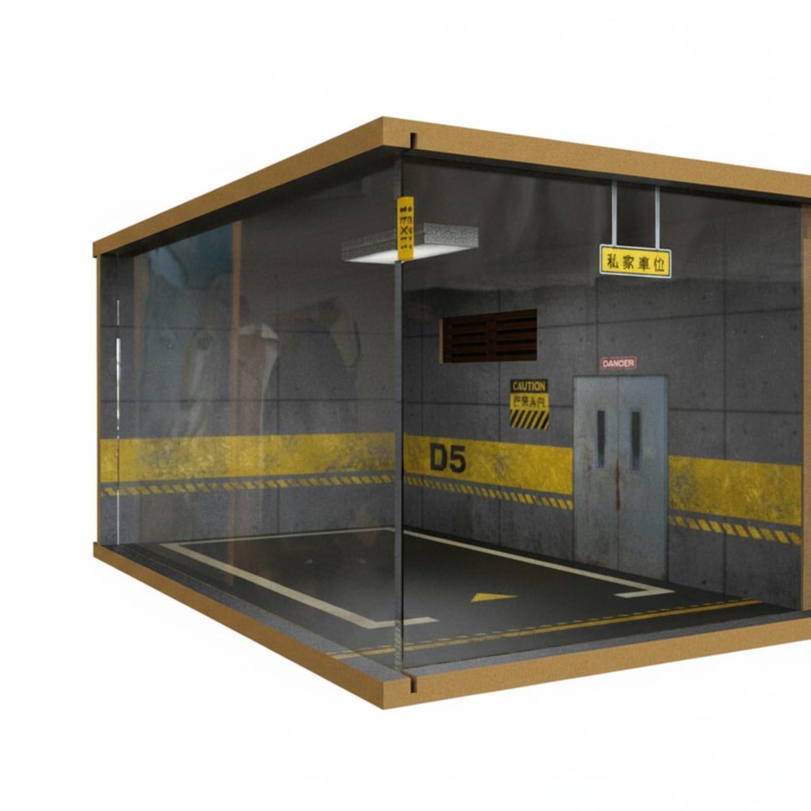 Acrílico para Exhibición de Vehículos Miniatura Vitrina Diorama Garaje Aparcamiento LED Cubierta Acrílica Antihuellas Estructura Estable Colocable en, Gris D5-Derecha