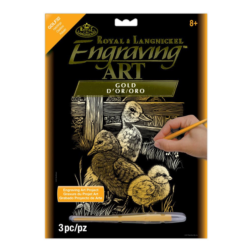 Royal and Langnickel Gold Foil Engraving Art Kit 8 inch x 10 inch - Hatchlings