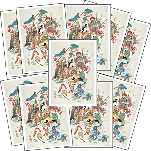風水縁起物絵画＊開運画　夢玉摑鷹　鷲掴み　鷹飛び　金運　威厳　仕事運　リーダー Amazon | （タリズマン・アート）風水七福神【特製ポストカード】 開運