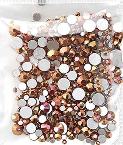 500 pcs Rhinestones Flat Back Artificial Gems Round Glass Crystal 6 Mixed Sizes 1.6-3.2 mm for Nail Art Phone Stationary Card DIY Flatback Glass Glue Fix GreatDeal68 (Rose Gold)