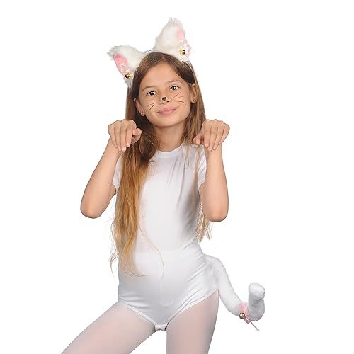 Miniatura 5 de FUNCREDIBLE Juego de orejas de gato y cola  Diadema de orejas de gato peludas con cola  Orejas Neko de anime de gatito  Accesorios de disfraz de