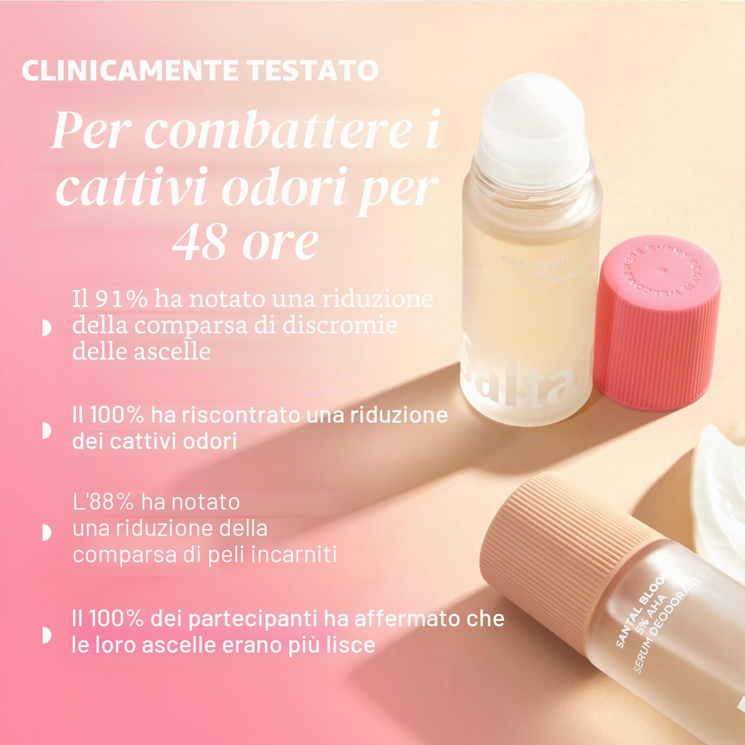 Saltair Signature Scents - Deodorante in siero con formula al 5% di Aha, deodorante con acido lattico e acido mandelico, controllo degli odori, senza alluminio, per donne e uomini, confezione da 2