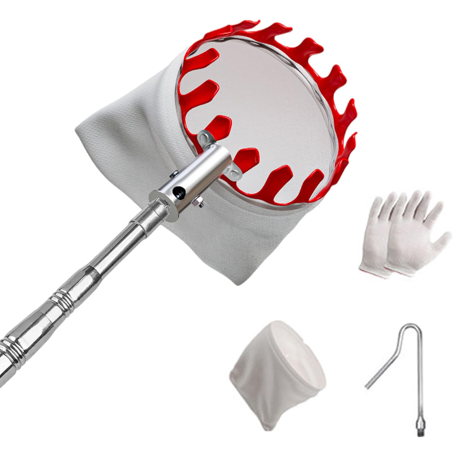 Raccoglitore di Frutta con Manico Telescopico,Raccoglifrutta con Palo in Acciaio Inox Leggero,Bastone Raccogli Frutta,Portatile,per Limoni Mele Pere Pesche Arance Bacche