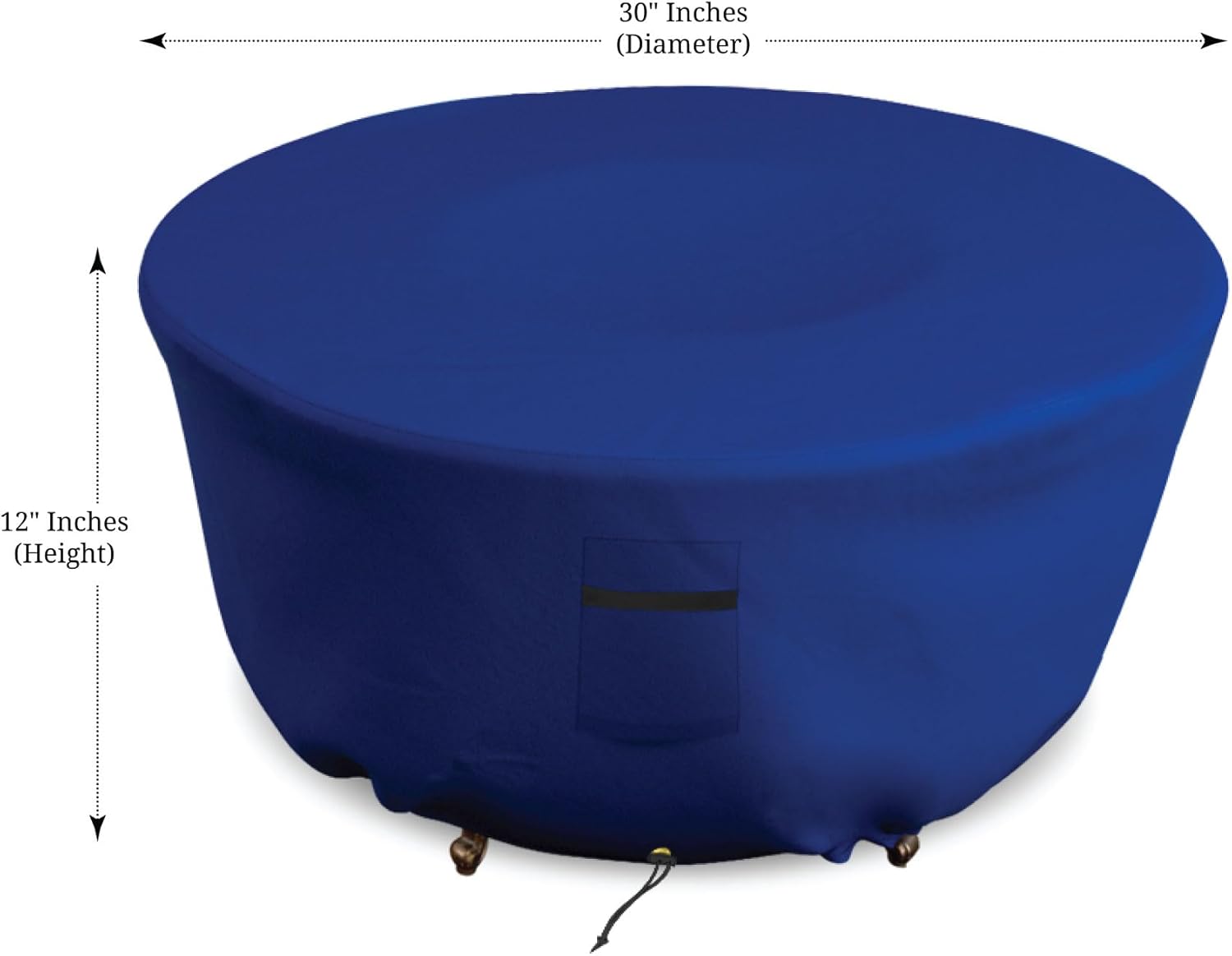 Covers & all Round Fire Pit Cover, Heavy Duty 18 Oz Waterproof UV & Weather Resistant for Patio Lawn Garden Backyard Outside, with Drawstrings (30"Diameter x 12"H, Blue)