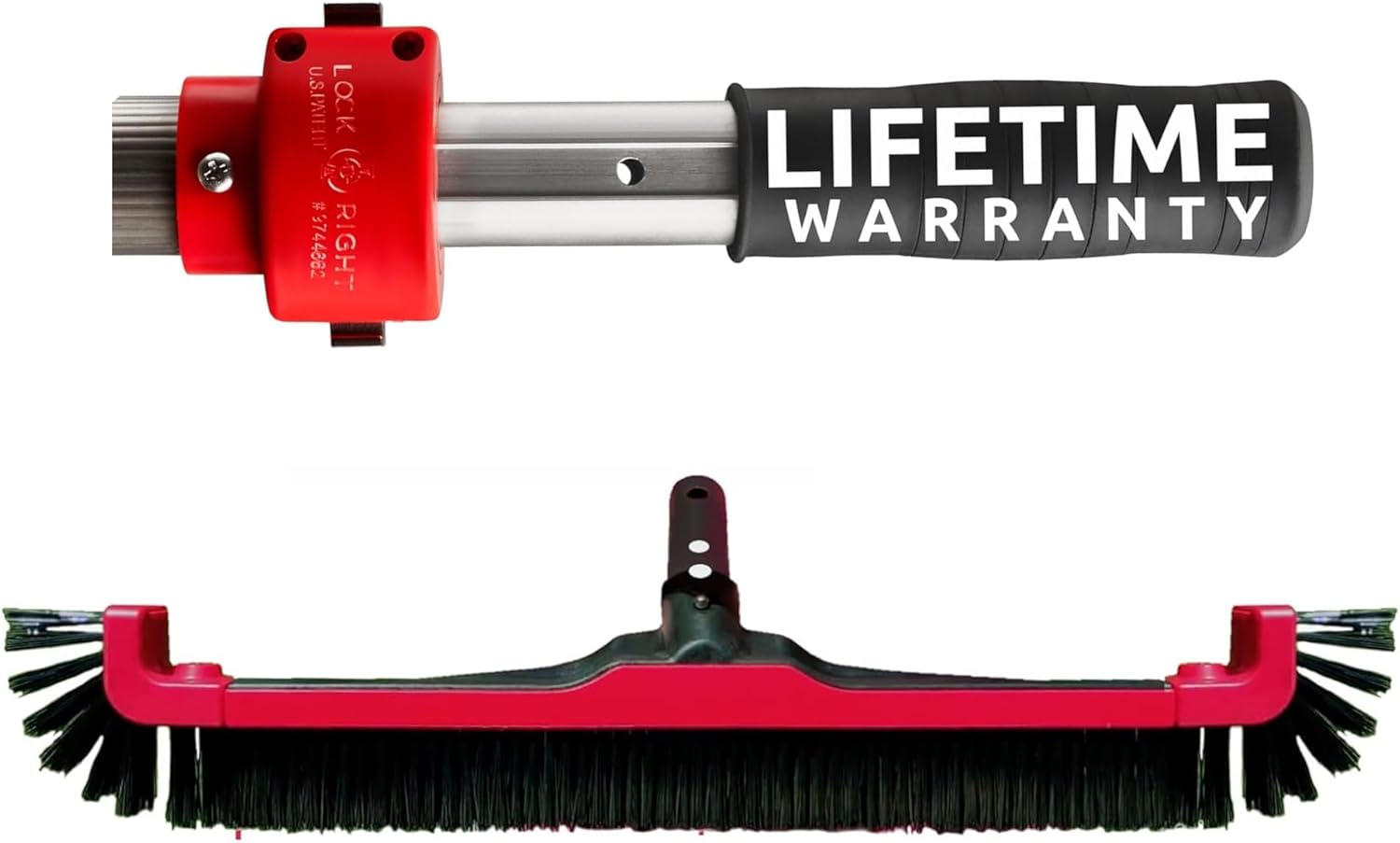 Pool Brush with 12 ft Pole Bundle - ProTuff 10X No Cost, No Hassle Replacements - Modular Corner Cleaning Brush with Easily Removable Curved Ends