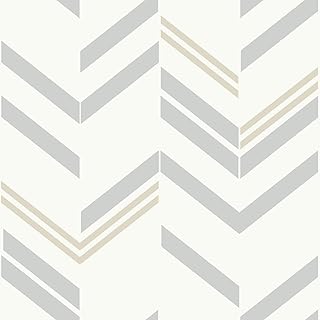 RMK9004WP Gray Chevron Stripe Peel and Stick Wallpaper 20.5" x 16.5 feet, Roll
