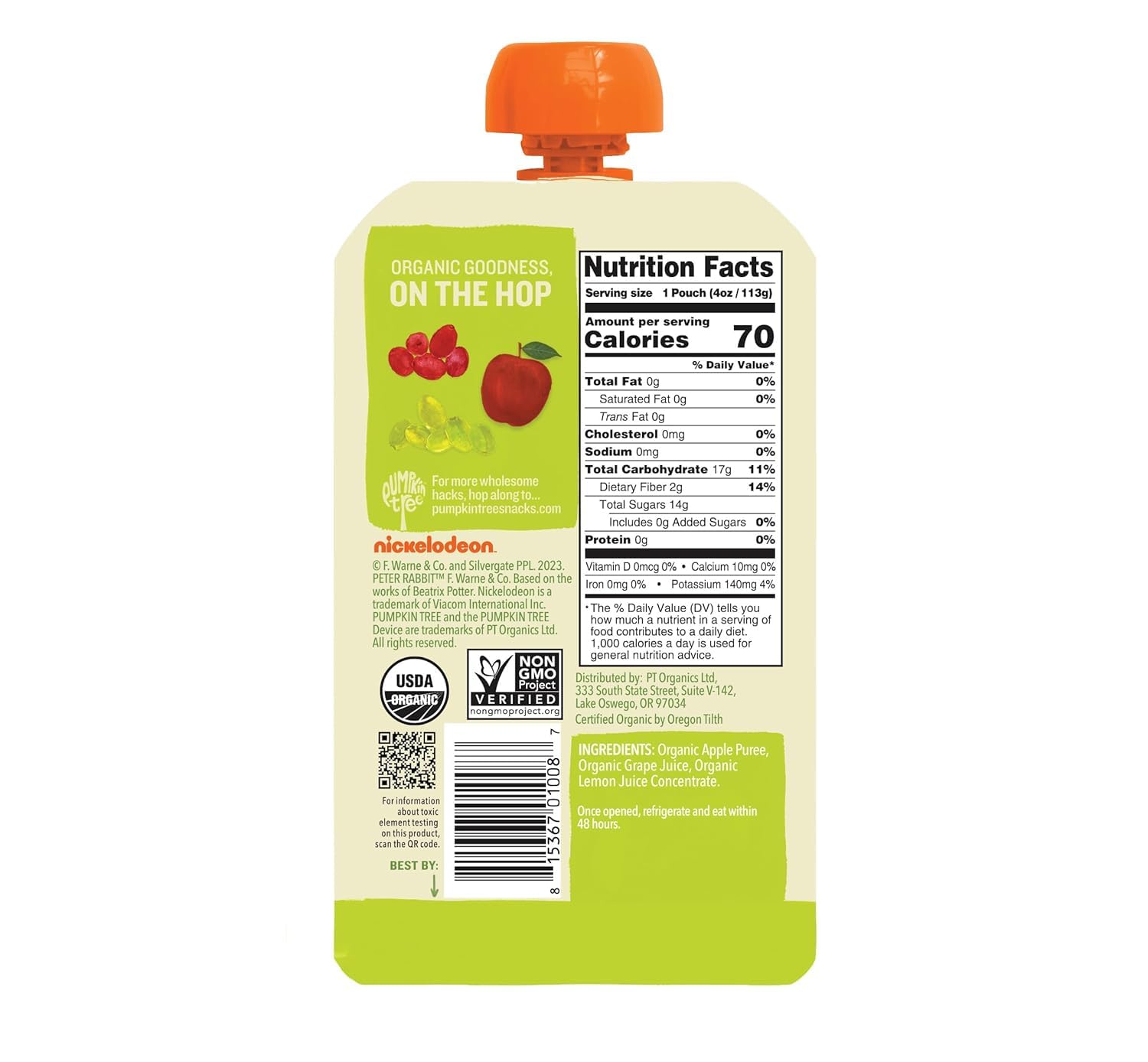 Peter Rabbit Organics Fruit Flavors Variety Pack - Squeezable Snack Pouches, 4 oz. (Pack of 36)