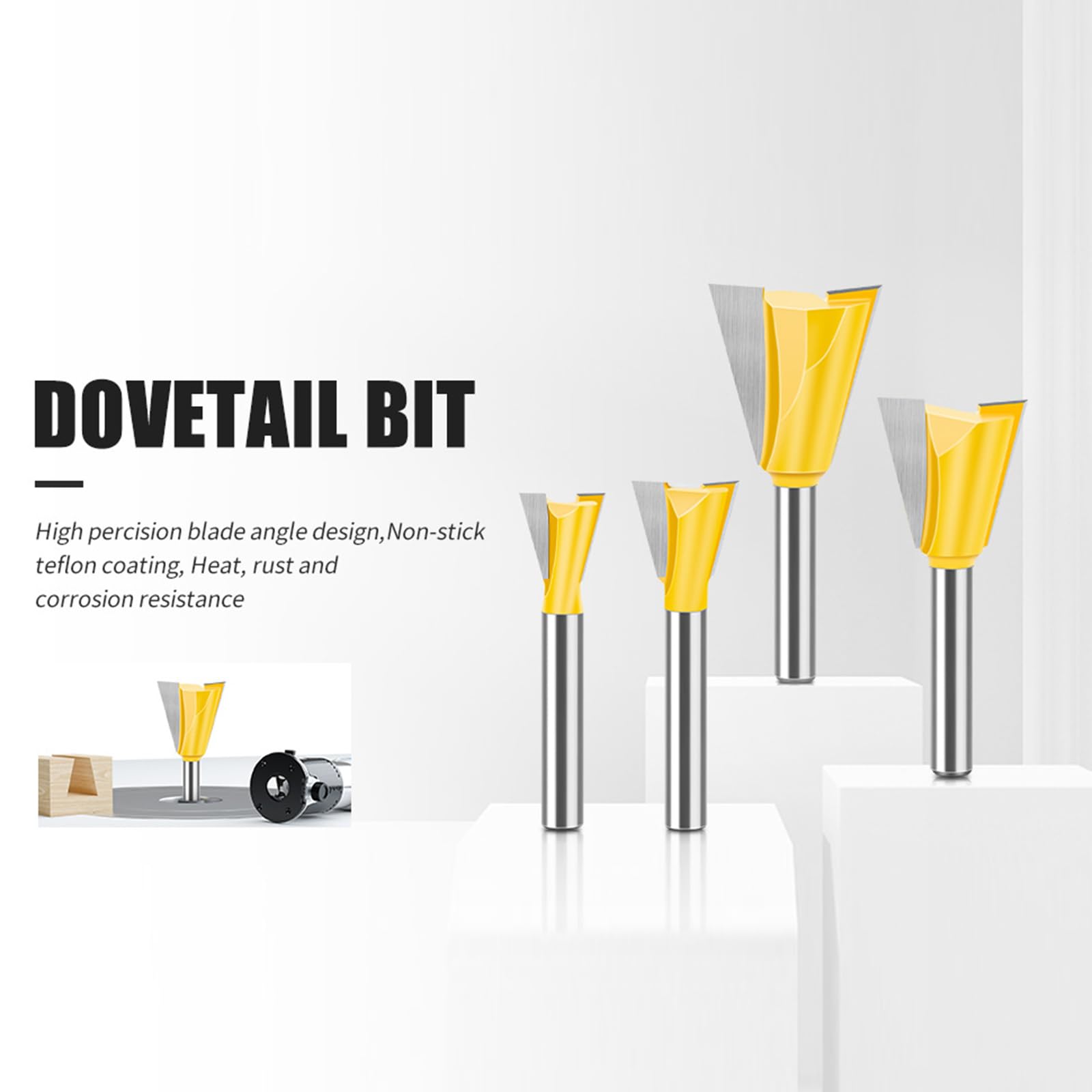 MACHSWON 6 PCS Straight Cut Router Bit Set Milling Cutter Cutting Dovetail Bit 1/4" Shank,1/4" 3/8" 1/2" 5/8" 3/4" 7/8" Cut Diameter Woodworking Cutting Trimming Cutter Double Flute Grooving Bits - Image 3