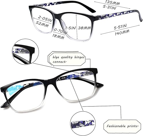 Miniatura 2 de SIGVAN Lentes de lectura para mujer, con bloqueo de luz azul, bisagra de resorte, diseño de moda, lentes con estampado para mujer