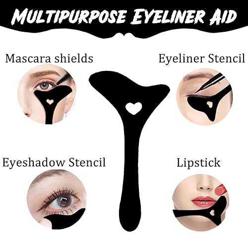 Miniatura 2 de SHANPIN 2 plantillas de ojos reutilizables de silicona para ayudar a los ojos, delineador de ojos, delineador de pestañas, sombra de ojos, lápiz