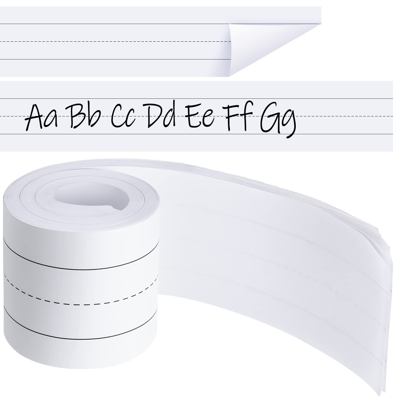 100 Sheets Ruled Sentence Strips 3 x 24 Inches White Sentence Strips for Teachers White Lined Ruled Word Strips Sentence Learning Strips for Classroom School Office Supplies