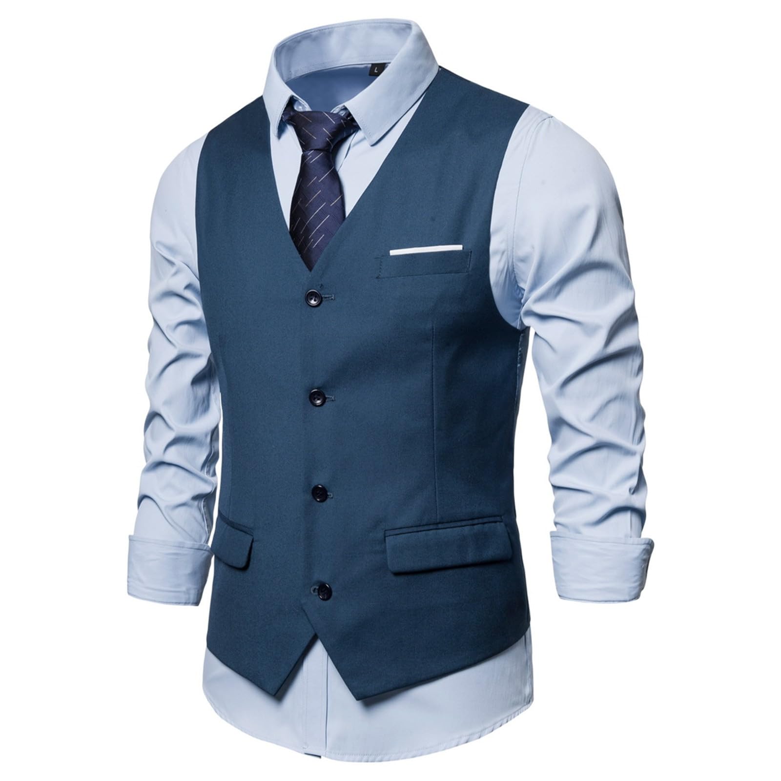 Gilet Sans Manches Homme En Lin - Style Western/cargo - Avec Poches Pratiques - Pour Mariage, Bureau, Loisirs - Coupe Ajustée - 12