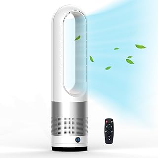 FANKIE Tower Fan, Quiet Bladeless Fan with Remote, 22" Cooling Standing Fan for Bedroom, 80° Oscillating Fan with 8 Speeds, 8H Timer, LED Display Auto Off Portable Home Baby Room Desktop