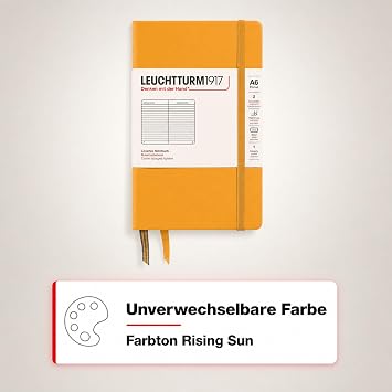 LEUCHTTURM1917 365627 Notebook Pocket (A6) Hardcover 187 Numbered Pages Rising Sun Lined
