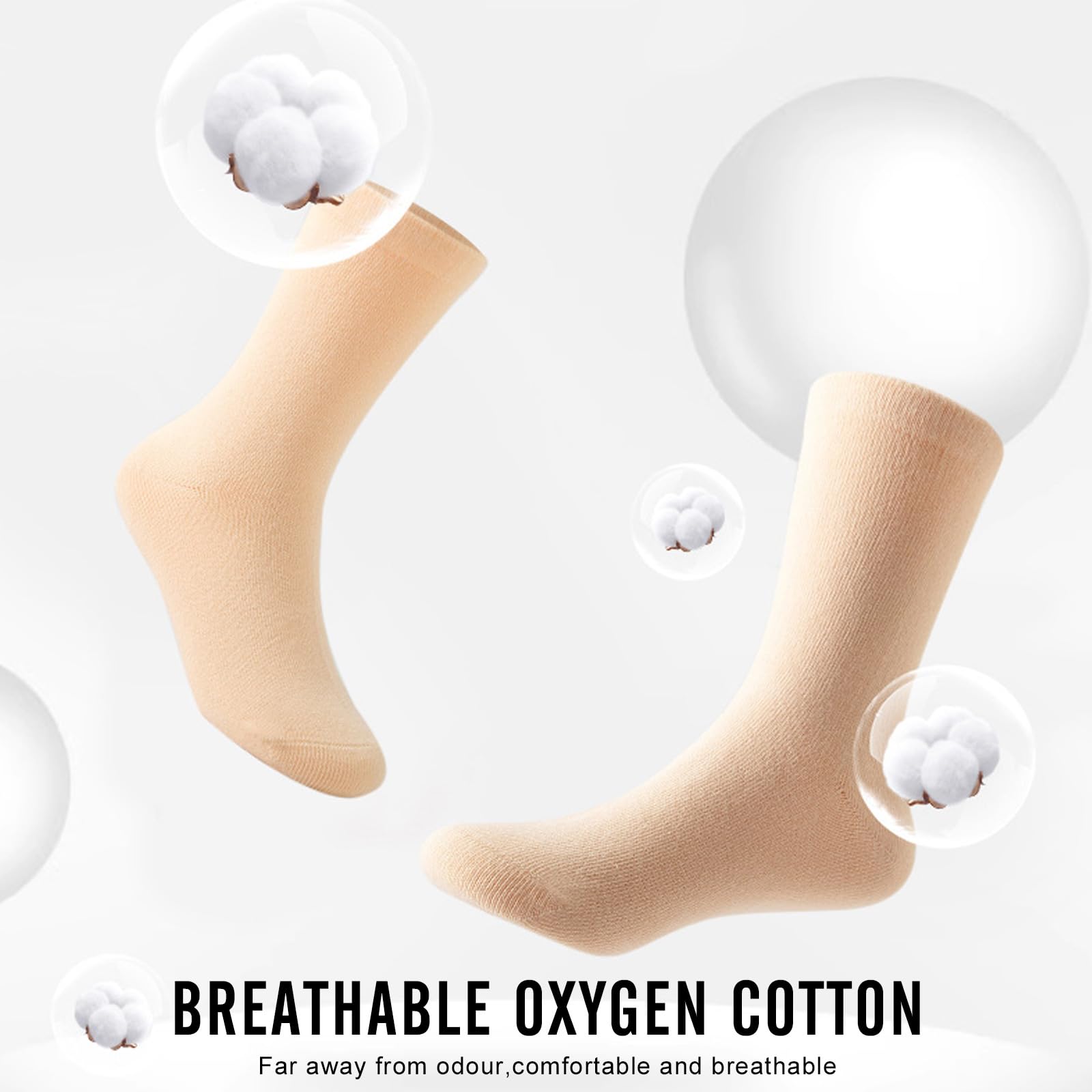 Lot de 4 paires de chaussettes de ballet pour filles, en coton oxygéné respirant, rose nude, orteils sans couture, chaussettes de danse extensibles pour tout-petits/enfants