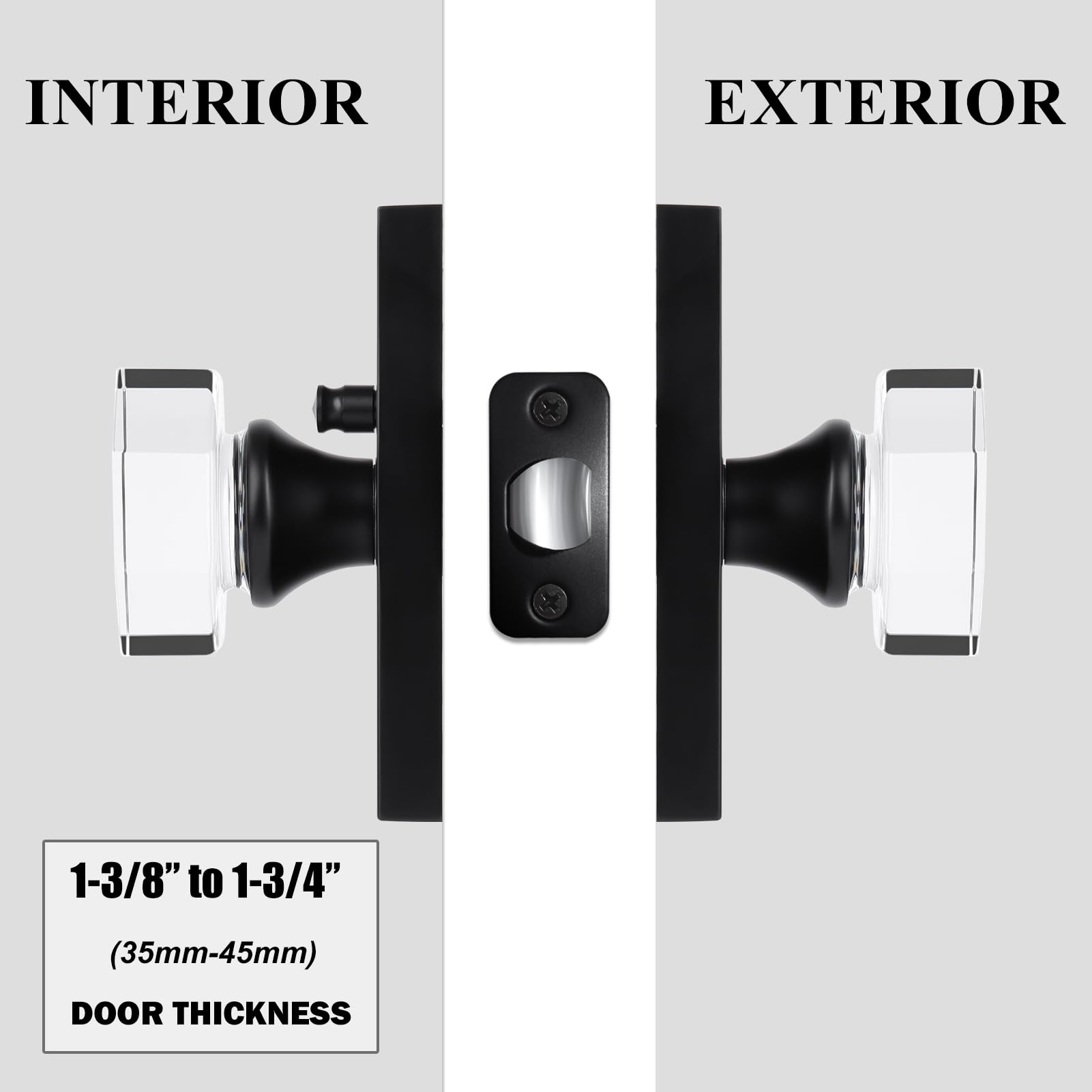 Black Crystal Door Knobs - Modern & Secure -4