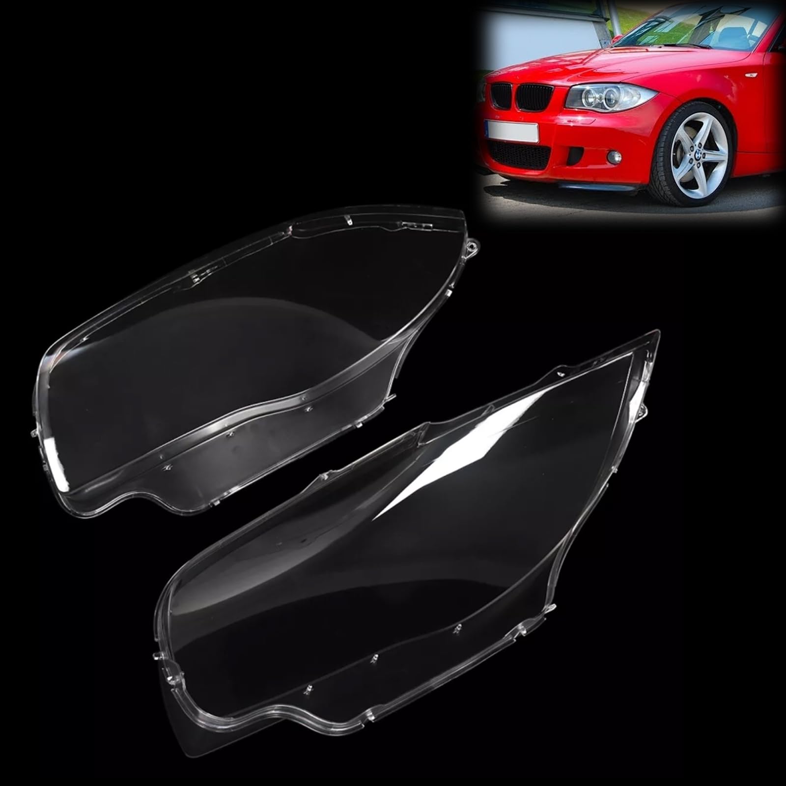 Topteng 2PCS Front Headlight Glass Clear Cover passend für BMW 1-Series E81 E82 E87 E88 2003-2011