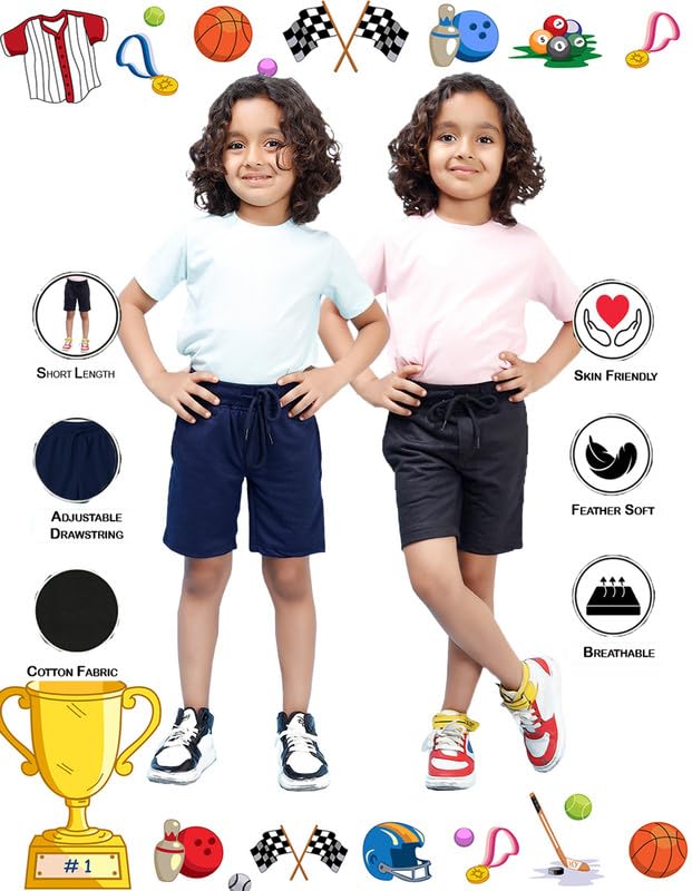 Image of Nusyl Solid & Printed Cotton Blend Shorts for Boys | Comfortable Casual Shorts | Soft Breathable Fabric with Elastic Waistband | Relaxed Fit | 2-16 Years | Multiple Colors