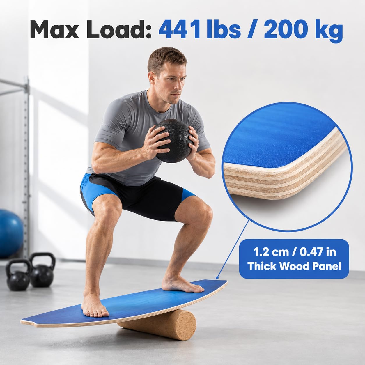 Planche d'Équilibre Set 3 Modes, Bois de Bouleau 200kg pour Fitness Maison