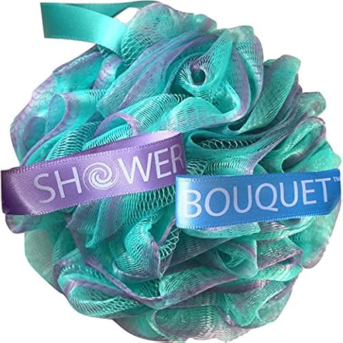 Loofah Bath Sponge Swirl Set XL 75g by Shower Bouquet: Extra Large Mesh Pouf (4 Pack Color Swirls) Luffa Loofa Loufa Puff Scrub - Big, Full Lather Cleanse - Exfoliate with Beauty Bathing Accessories Cover