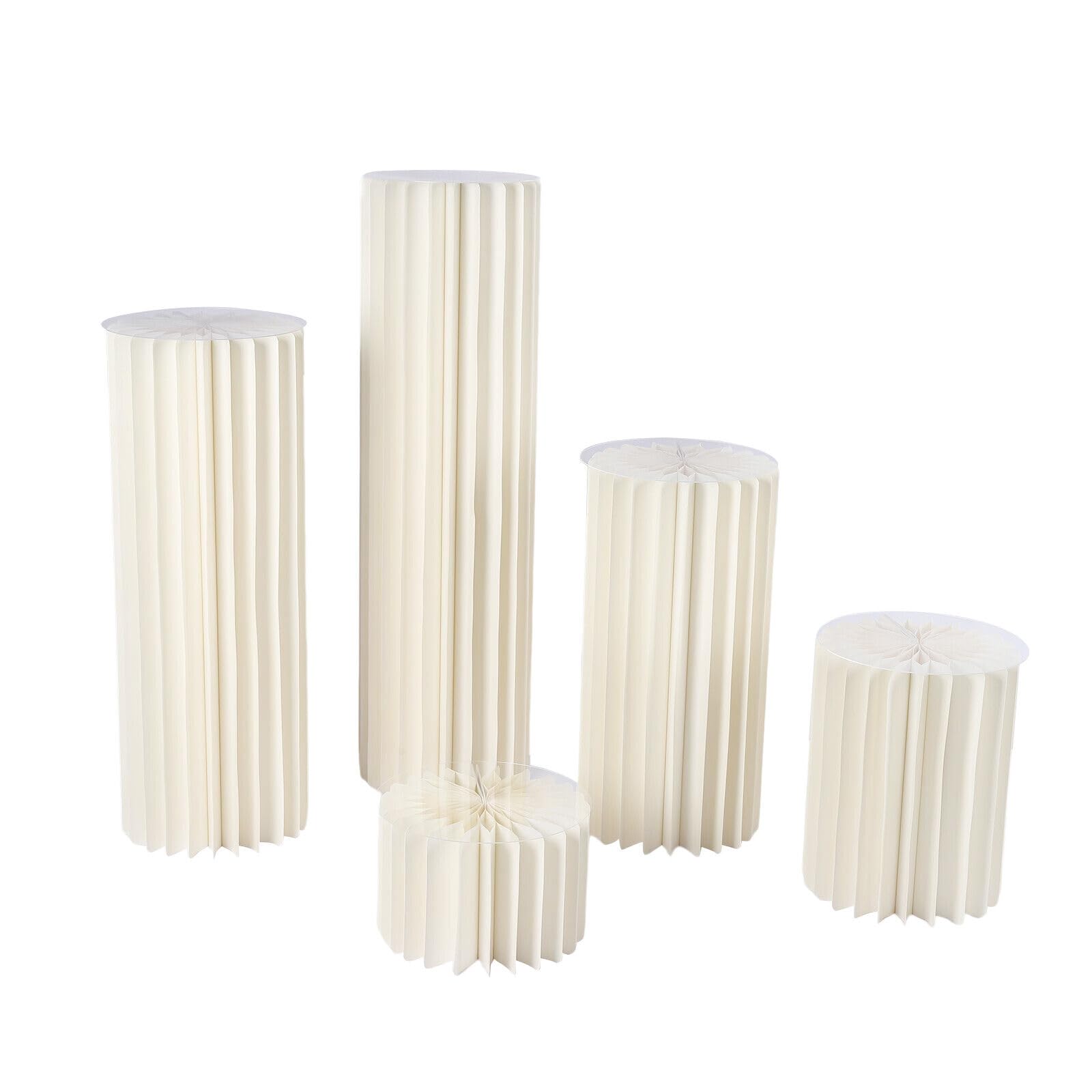 Pappe Hochzeit Blumenständer, 5 Größen Weiß Hochzeit Vasen Set Tragfähigkeit 50kg Jede und faltbar für Einweihungen Jahrestage Geburtstage Hochzeiten